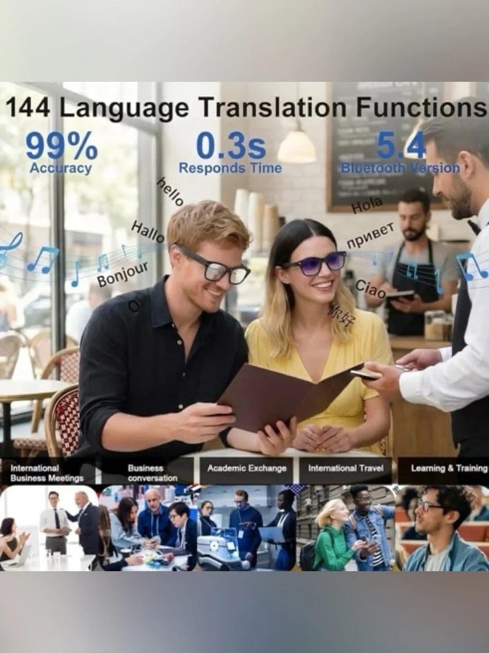 AI Smart Glasses with Camera, 8MP HD Bluetooth Camera Glasses